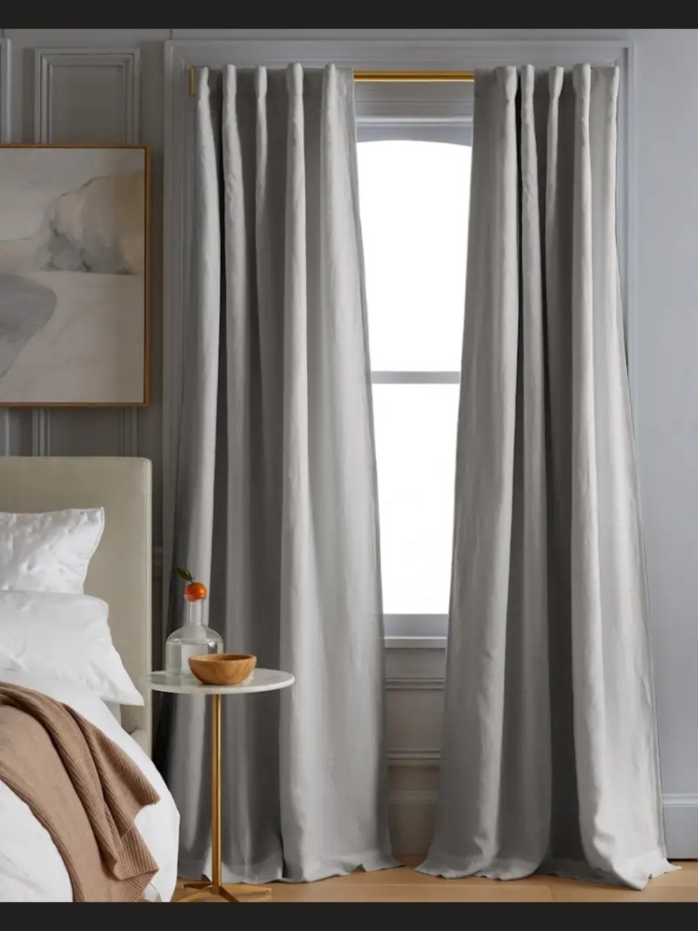Quince like new 48x120 Linen room darkening curtain panel Cloud